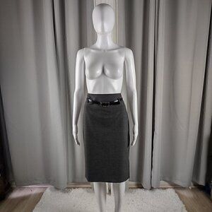 Apt. 9 Women's Gray Belted, Back Zip, Back Slit Pencil Skirt Size 12